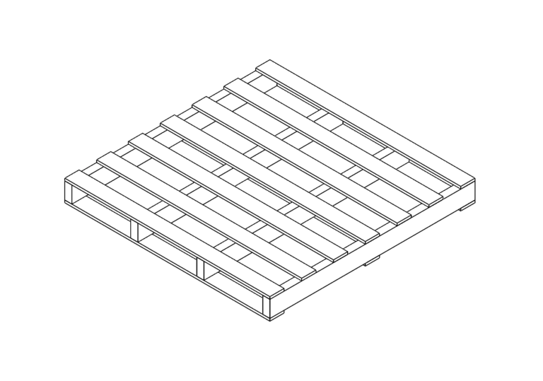 Cargador de madera con tablones sin resaque para patín. Diseño específico de fabricantes de tarimas de madera para logística.