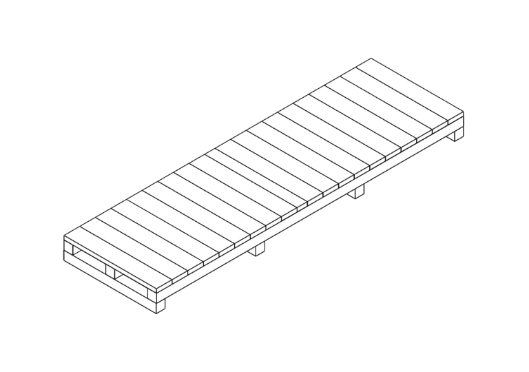 Tarima de madera reforzada, larga y angosta para soportar cargas pesadas. Calidad de fabricantes de tarimas de madera. Título: Tarima reforzada para carga pesada elaborada por fabricantes de tarimas de madera