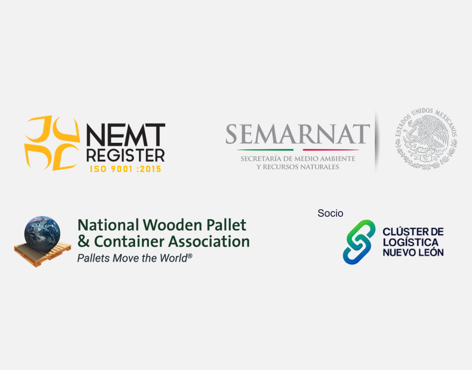 Credenciales Prommont: más de 45 años en el mercado de la madera y su ingeniería Logotipos de organizaciones relacionadas con la fabricación y la tecnología.